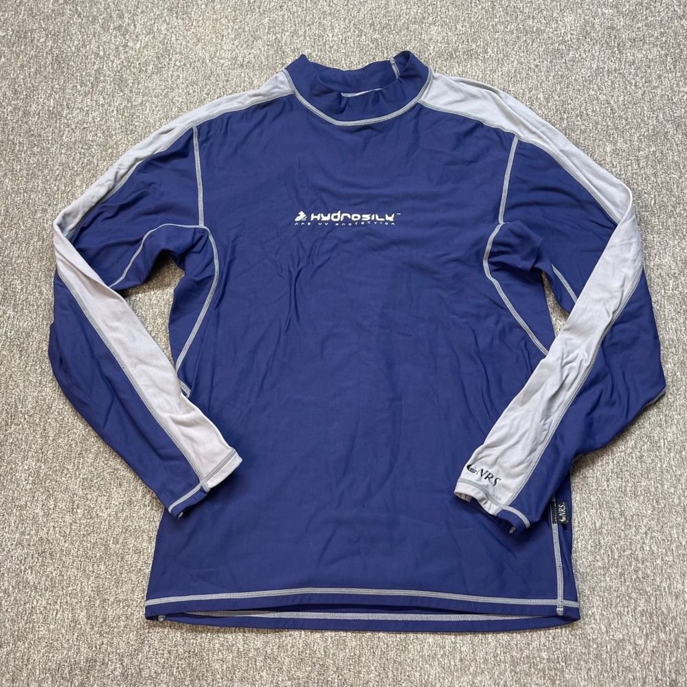 NRS Hydrosilk Rash Guard‎ Mens Large Blue UV Protection Long Sleeve Kayak Top